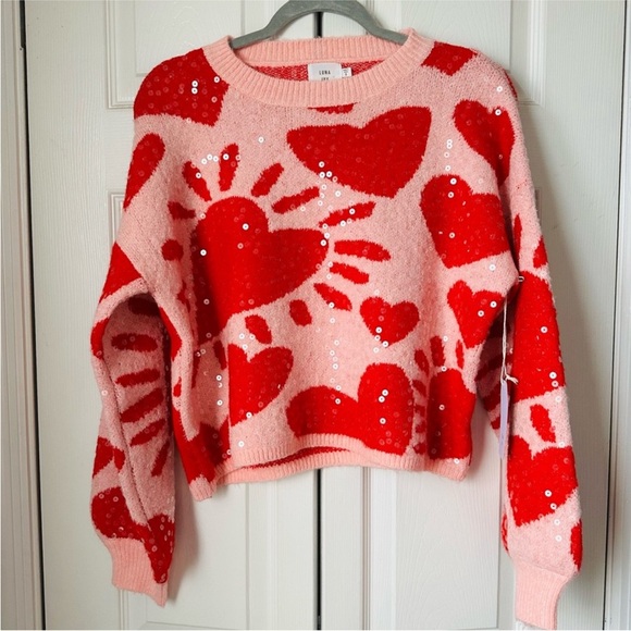 LUNA IVY Sweaters - LUNA IVY Pink & Red Heart Sweater